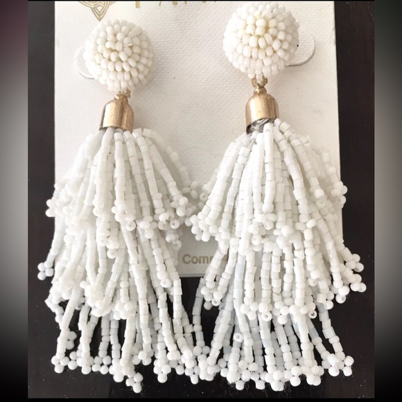 PANACEA White Rachel Zoe Beaded Tassel Dangle Earrings Set | NEW/NWT!!💟💟 - Picture 2 of 7